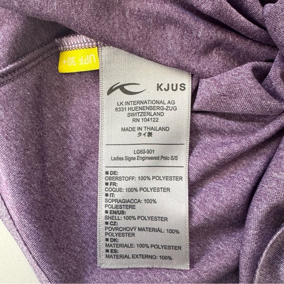 KJUS Polo Womens Medium Signe Engineered Performance Golf Heather Purple UPF 30 - Picture 6 of 9
